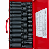 Trusă Tubulare de Impact 35 Piese, 1/2”, Dimensiuni 8–32 mm, Tubulare Lungi și Scurte, Cutie Metalică