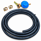 Aragaz portabil inox 2 ochiuri + furtun 3m + regulator + coliere – Aprindere Piezo