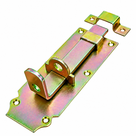 Zăvor metalic 120 mm x 50 mm cu gaură pentru lacăt – finisaj galvanizat irizat