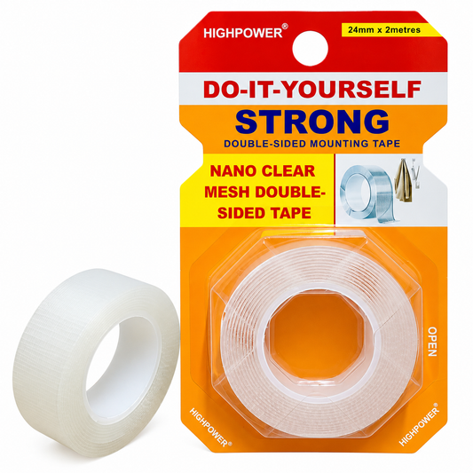 Bandă dublu-adezivă fibră – 24 mm x 2 m – Extra puternică