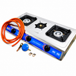 Aragaz portabil inox 3 ochiuri + furtun 3m + regulator + coliere – Aprindere Piezo