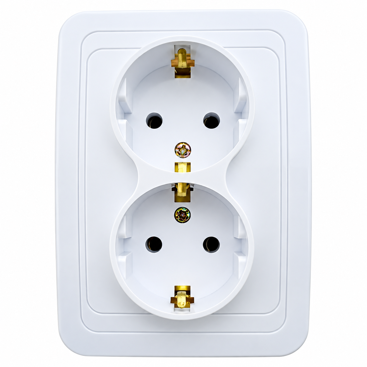 Priză Dublă Schuko Îngropată 16A 250V, Albă