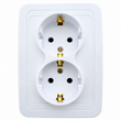 Priză Dublă Schuko Îngropată 16A 250V, Albă