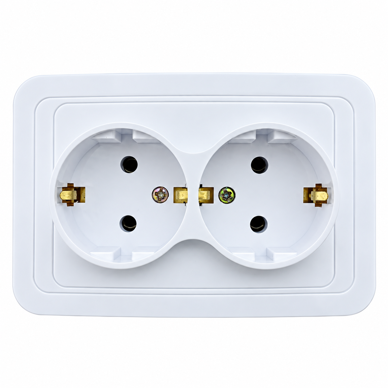 Priză Dublă Schuko Îngropată 16A 250V, Albă