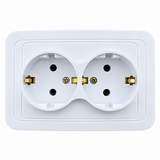 Priză Dublă Schuko Îngropată 16A 250V, Albă