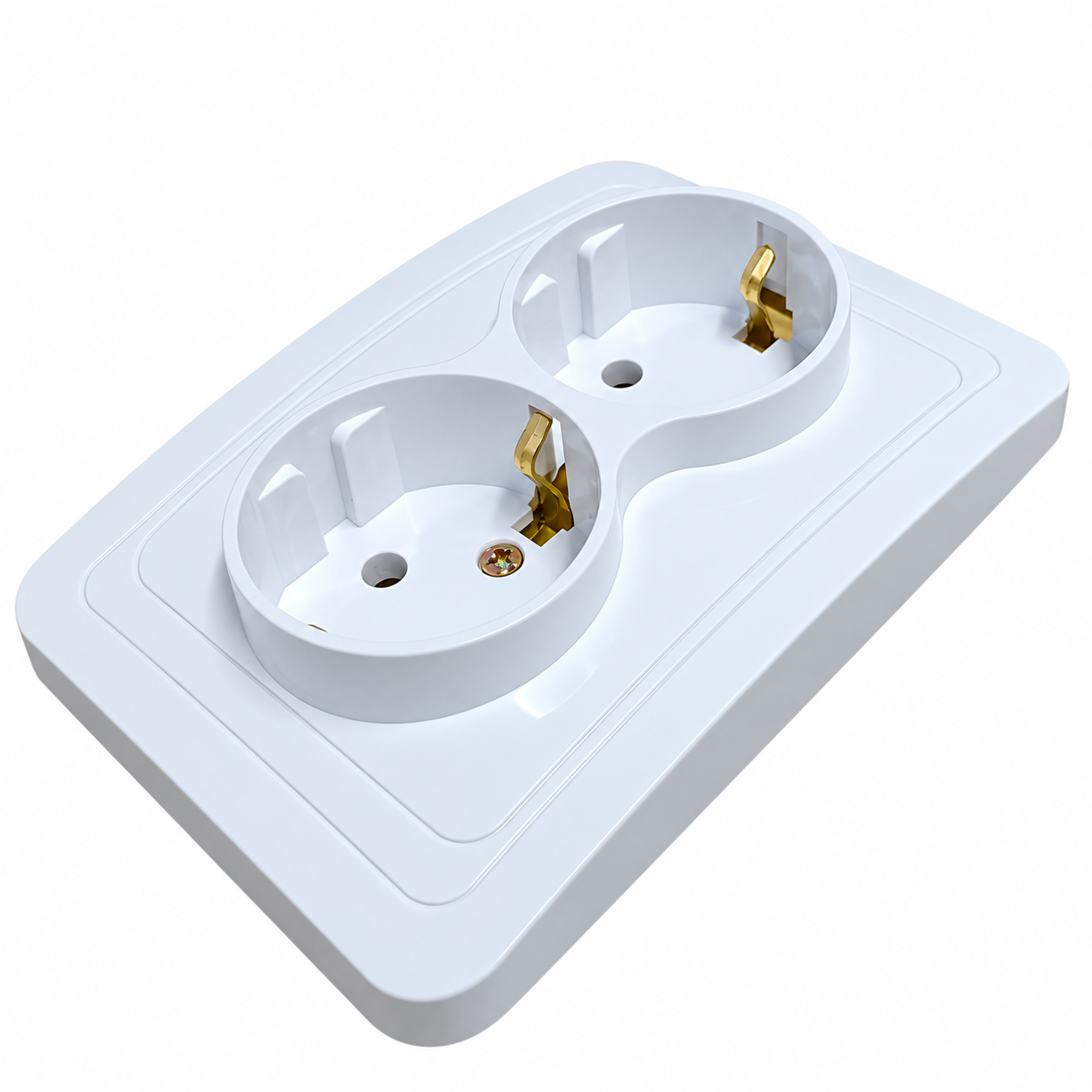 Priză Dublă Schuko Îngropată 16A 250V, Albă
