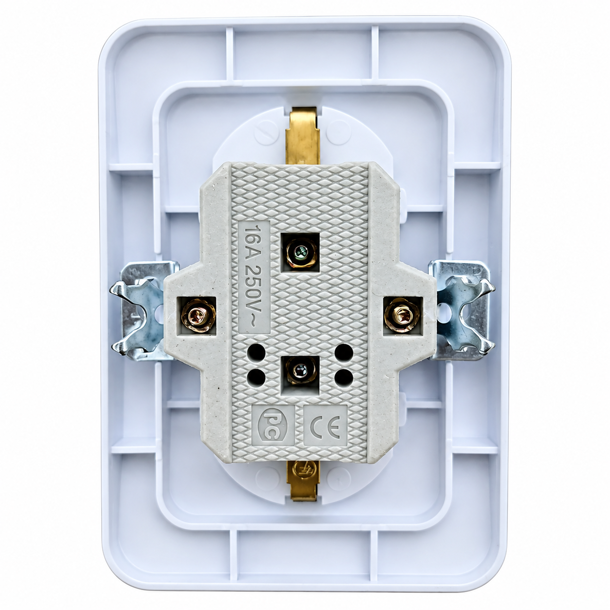 Priză Dublă Schuko Îngropată 16A 250V, Albă