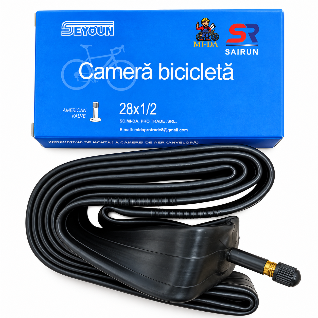 Cameră Bicicletă 28 x 1 1/2 (40-635) cu Valvă Auto AV