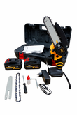 Mini Drujbă Electrică Pili® 48V, Lamă 6 Inch (18,5 cm), 2 Acumulatori Mari, 2 Lame + 2 Lanțuri, Set Complet în Valiză
