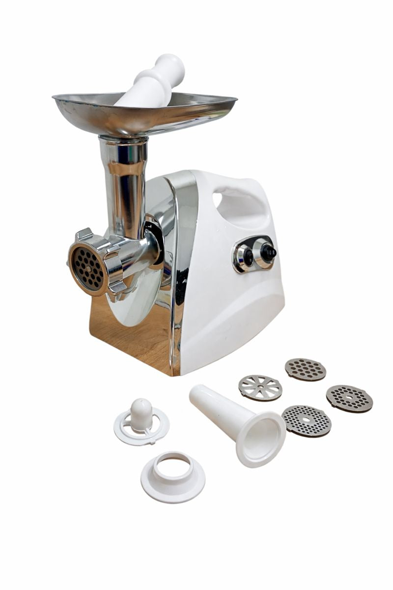 Mașină de tocat carne electrică 2500W – cu accesorii pentru cârnați și 4 site din inox