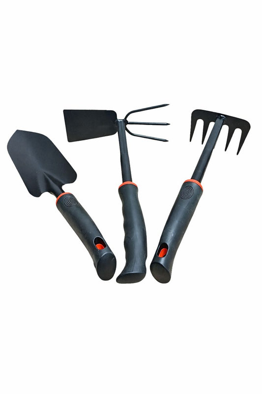 Set 3 Unelte de Grădinărit – Lopățică, Cultivator și Greblă, 28 cm