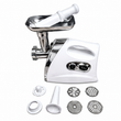 Mașină de tocat carne electrică 2500W, 4 site din inox, funcție Reverse, alb/inox