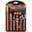 Set adaptoare și biți 16 piese – CR-V, prindere hexagonală 1/4, 3/8, 1/2