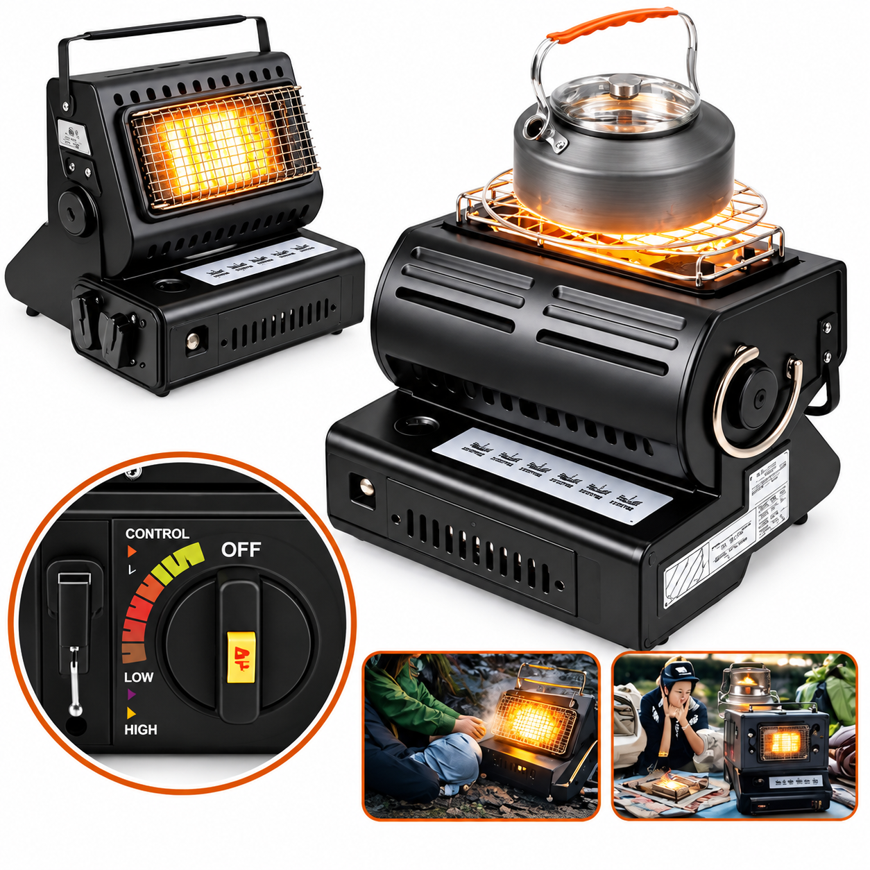 Aragaz camping portabil 2 in 1. 1,3 kw.