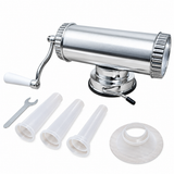 Aparat de făcut cârnați orizontal, 1 kg, corp din inox, acționare manuală, fixare cu ventuză, 3 pâlnii de 15, 19 și 22 mm
