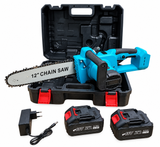 Drujbă Electrică cu Acumulator, Lamă 12” / 30 cm, 2 Acumulatori 48V 6.0Ah, Ungere Manuală, Tensionare Lanț din Rotiță, Ecran Digital, Valiză și Încărcător