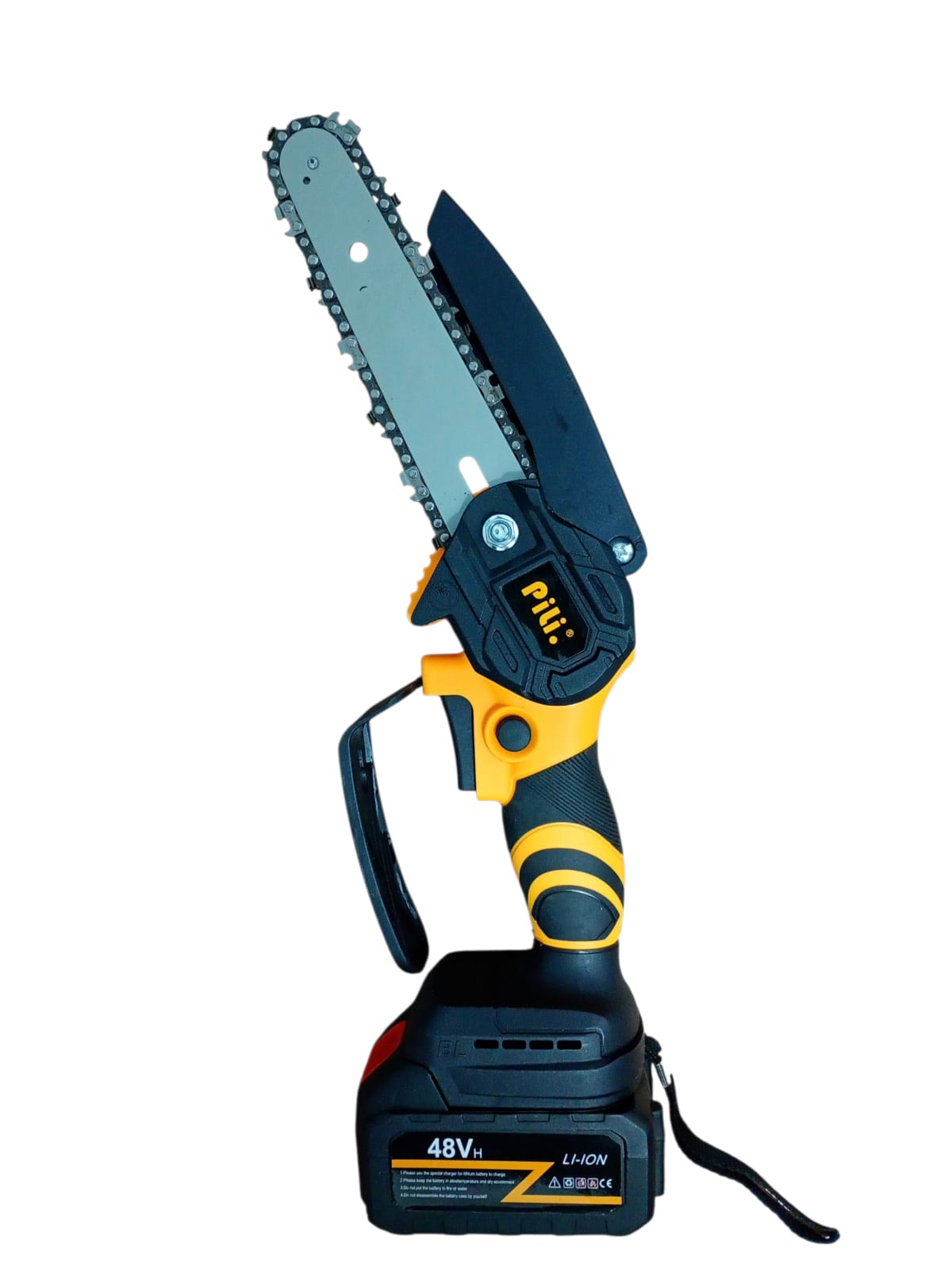 Mini Drujbă Electrică Pili® 48V, Lamă 6 Inch (18,5 cm), 2 Acumulatori Mari, 2 Lame + 2 Lanțuri, Set Complet în Valiză
