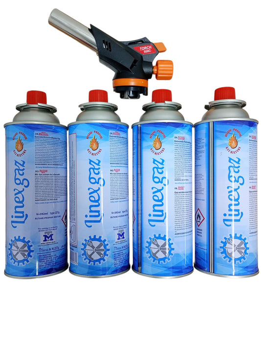Cap arzător pentru caramelizat + 4 butelii gaz 227g