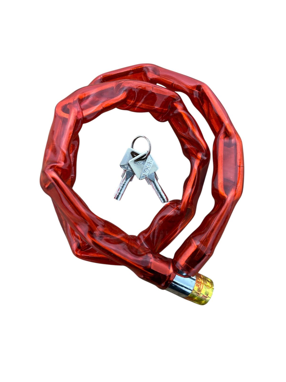 Lacăt bicicletă cu lanț – cu cheie, protecție PVC