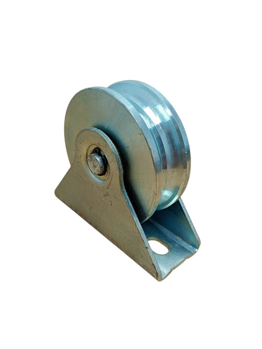 Rolă Poartă Culisantă cu Suport – 80 mm (pentru Șină V & Țeavă)