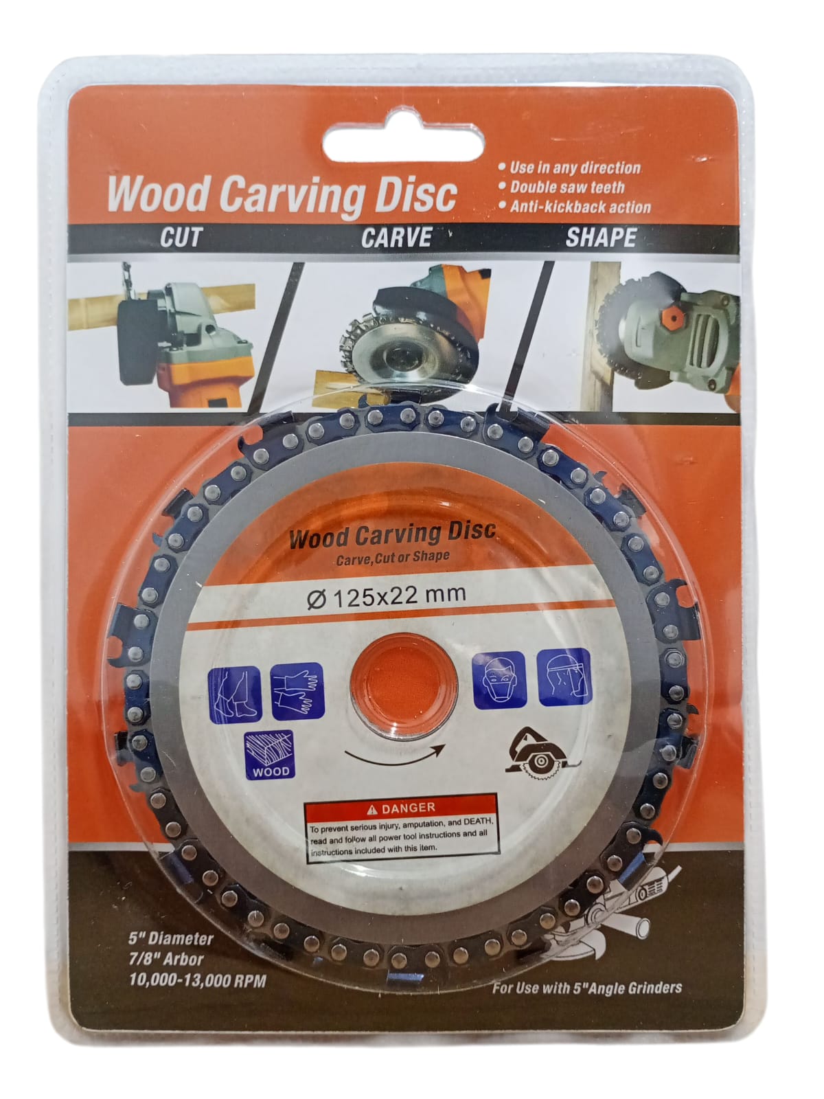 Disc cu lanț pentru lemn 125 mm – pentru tăiere, sculptare și modelare