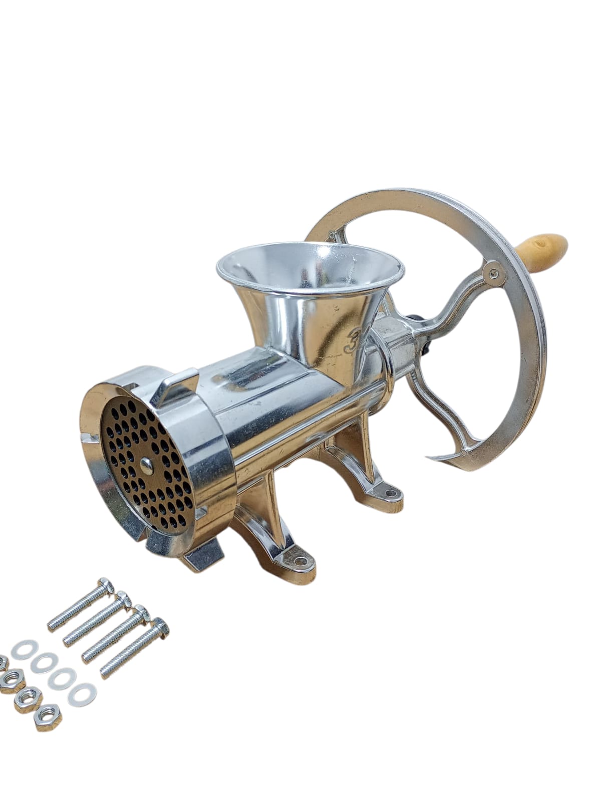 Mașină de tocat carne nr. 32 din aluminiu cu roată (volant)