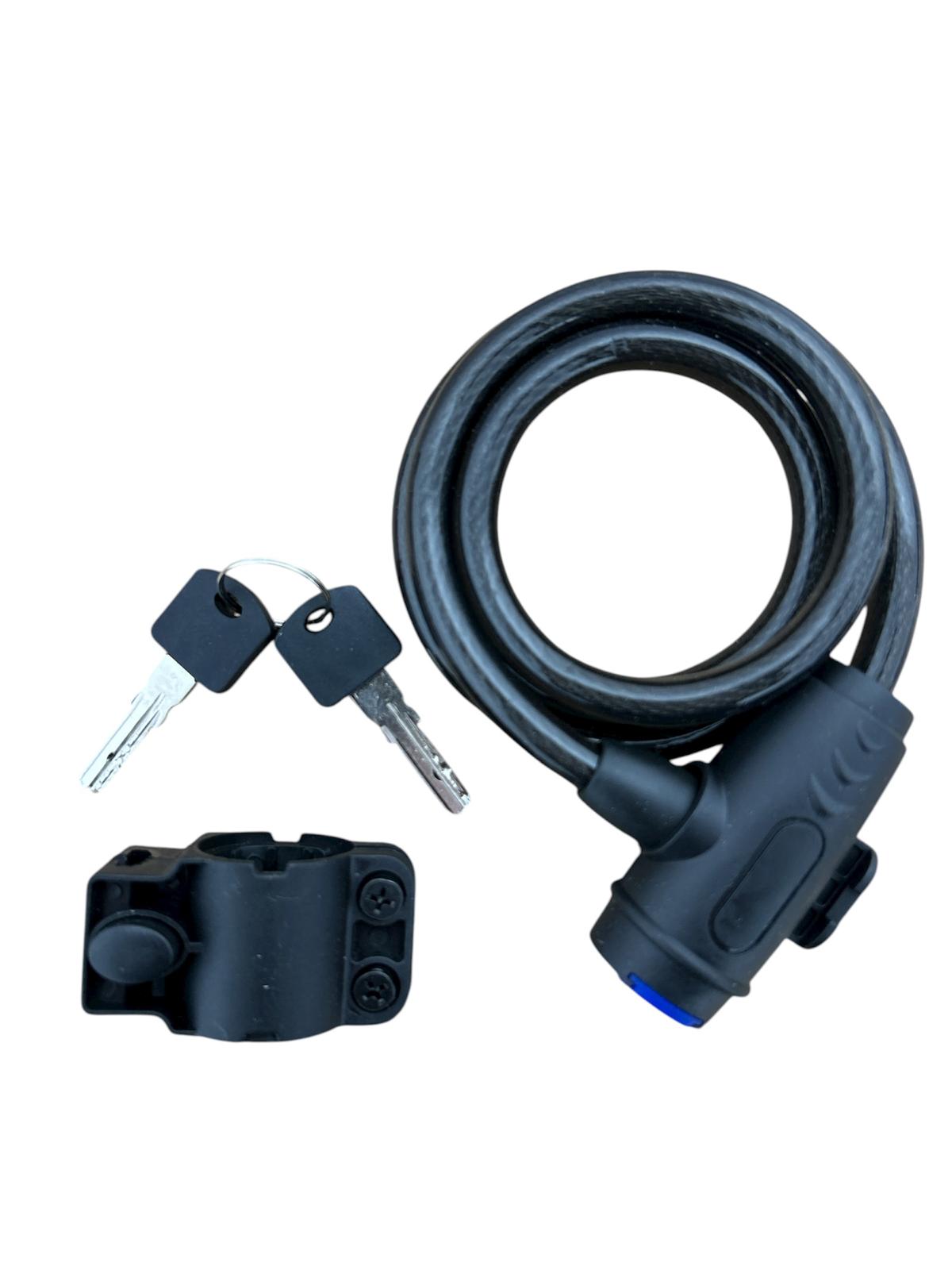 Lacăt cablu pentru bicicletă / trotinetă – 110 cm lungime, grosime 10 mm, cu chei