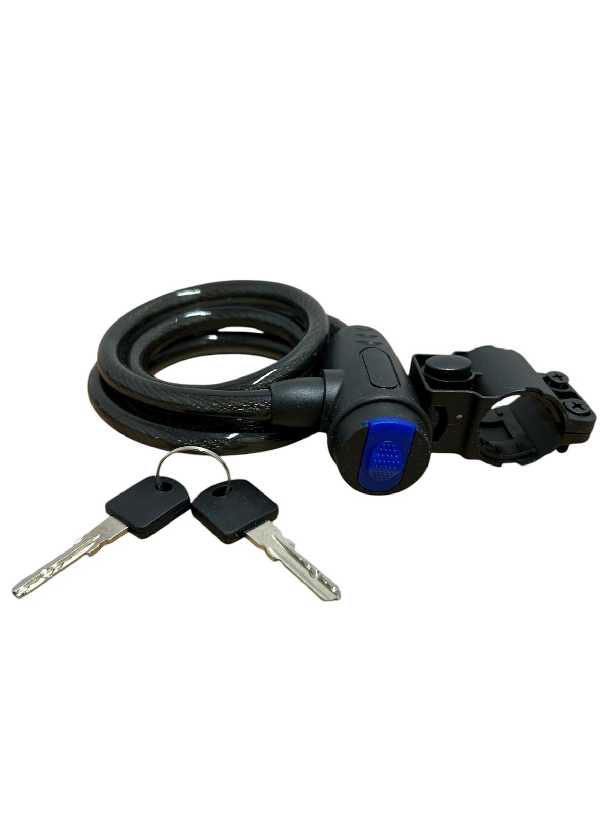 Lacăt cablu pentru bicicletă / trotinetă – 110 cm lungime, grosime 10 mm, cu chei