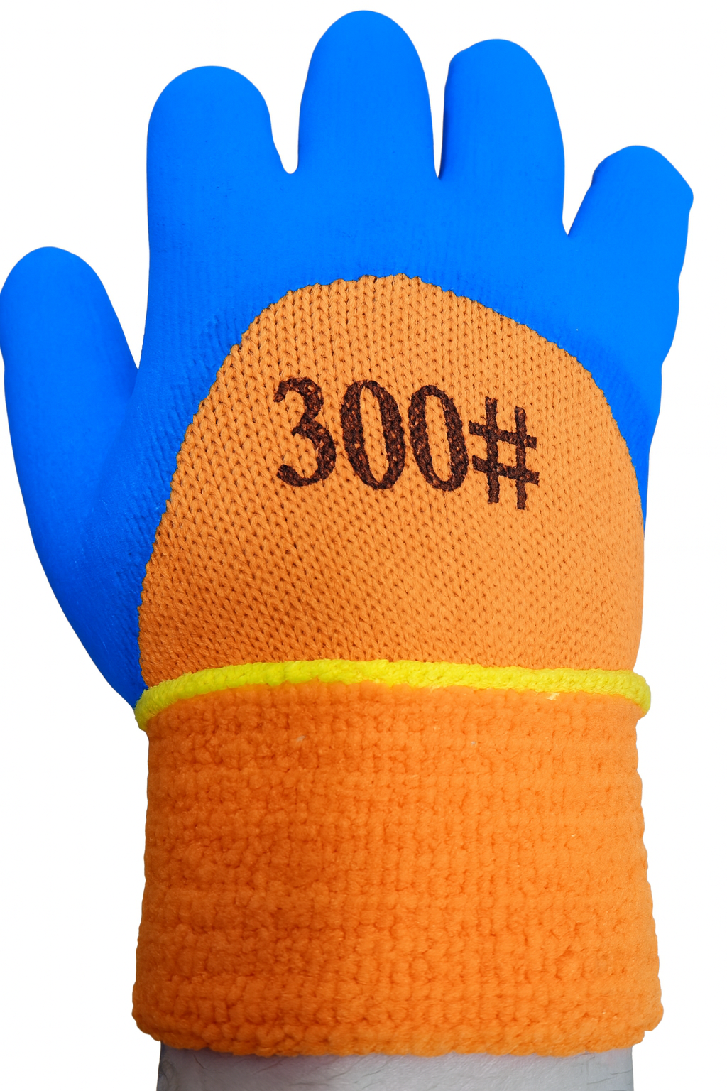 Mănuși de protecție groase vătui­te, albastru/orange, textil tricotat cu spumă poliuretanică, mărimea 10