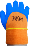 Mănuși de protecție groase vătui­te, albastru/orange, textil tricotat cu spumă poliuretanică, mărimea 10