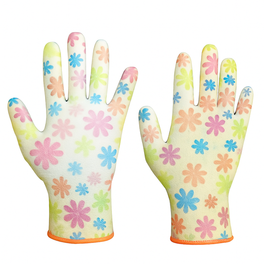 Mănuși de protecție cu flori multicolore, mărimea 9