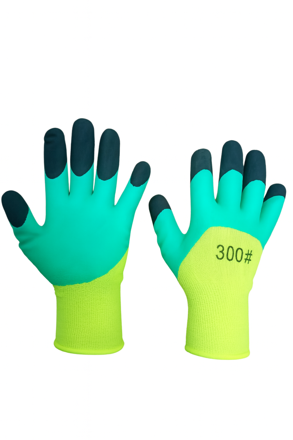 Mănuși de protecție tricot cu latex, mărimea 10, verde cu verde deschis