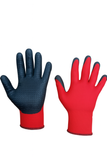 Mănuși de protecție cu nitril – buline antiderapante, roșu/negru, mărimea 10