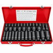 Trusă Tubulare de Impact 35 Piese, 1/2”, Dimensiuni 8–32 mm, Tubulare Lungi și Scurte, Cutie Metalică