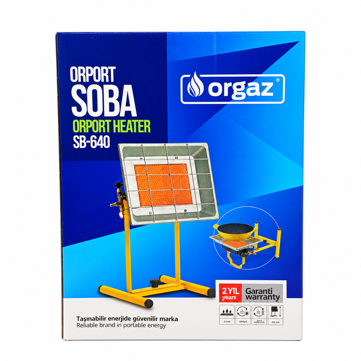 Pachet încălzitor pe gaz Orgaz SB-640 cu suport, furtun 3 m, regulator și 2 coliere