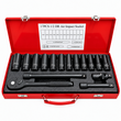 Trusă Tubulare de Impact 17 Piese, 1/2”, Dimensiuni 10–24 mm, Clichet, Prelungitoare și Cutie Metalică