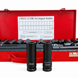 Trusă Tubulare de Impact 17 Piese, 1/2”, Dimensiuni 10–24 mm, Clichet, Prelungitoare și Cutie Metalică
