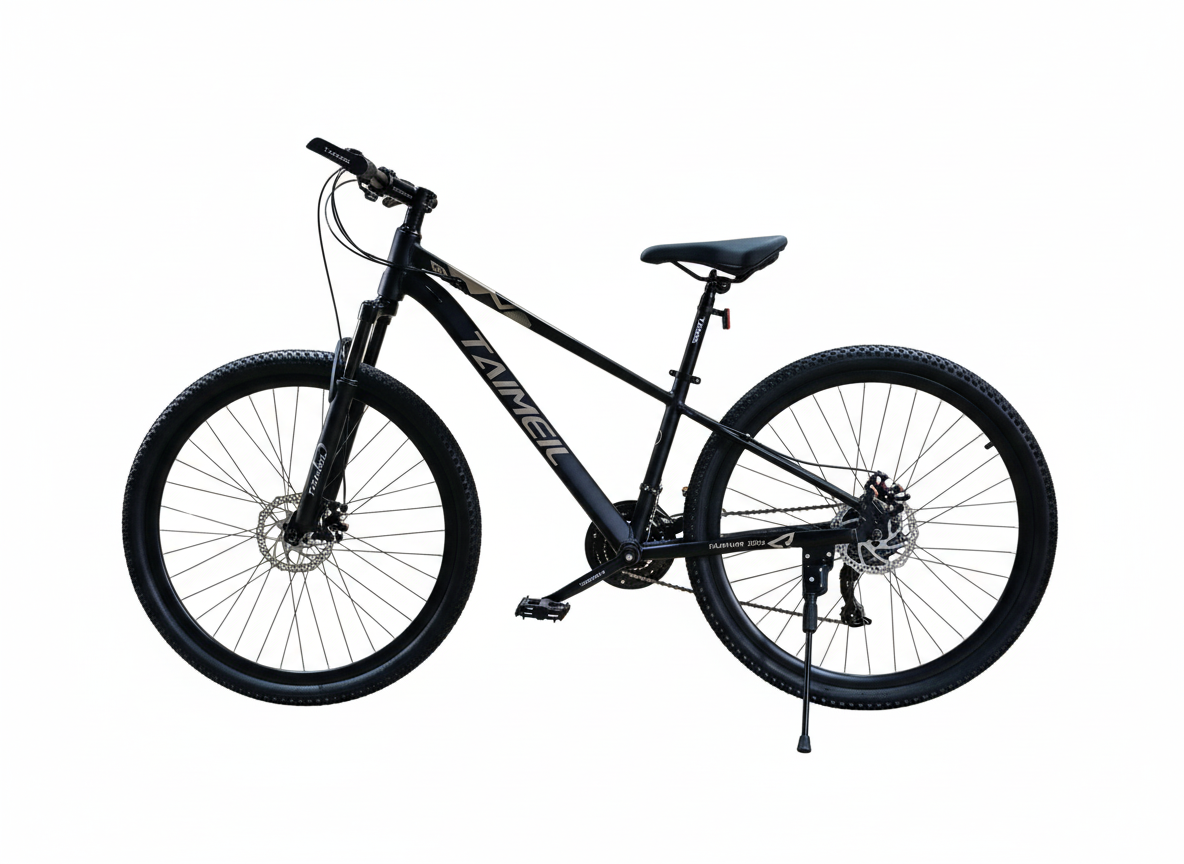 Bicicletă 27.5 inch negru mat – cadru aluminiu, frâne pe disc, 21 viteze, jante aluminiu