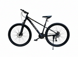 Bicicletă 27.5 inch negru mat – cadru aluminiu, frâne pe disc, 21 viteze, jante aluminiu