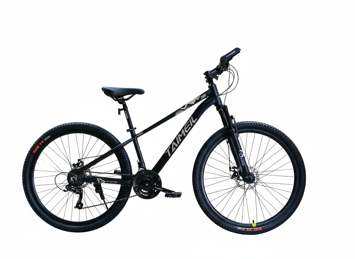 Bicicletă 27.5 inch negru mat – cadru aluminiu, frâne pe disc, 21 viteze, jante aluminiu