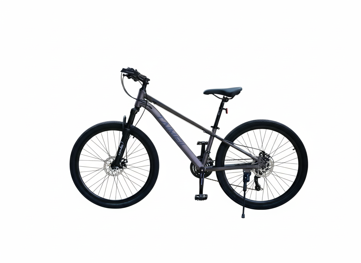 Bicicletă 26 inch gri metalizat – cadru aluminiu, frâne pe disc, 21 viteze
