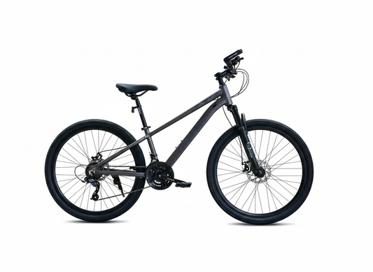 Bicicletă 26 inch gri metalizat – cadru aluminiu, frâne pe disc, 21 viteze