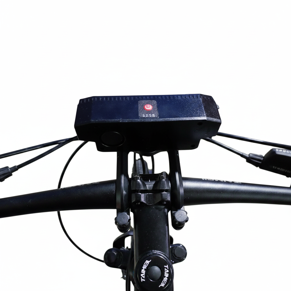 Far bicicletă reîncărcabil cu claxon, USB, 8 LED + 20 SMD