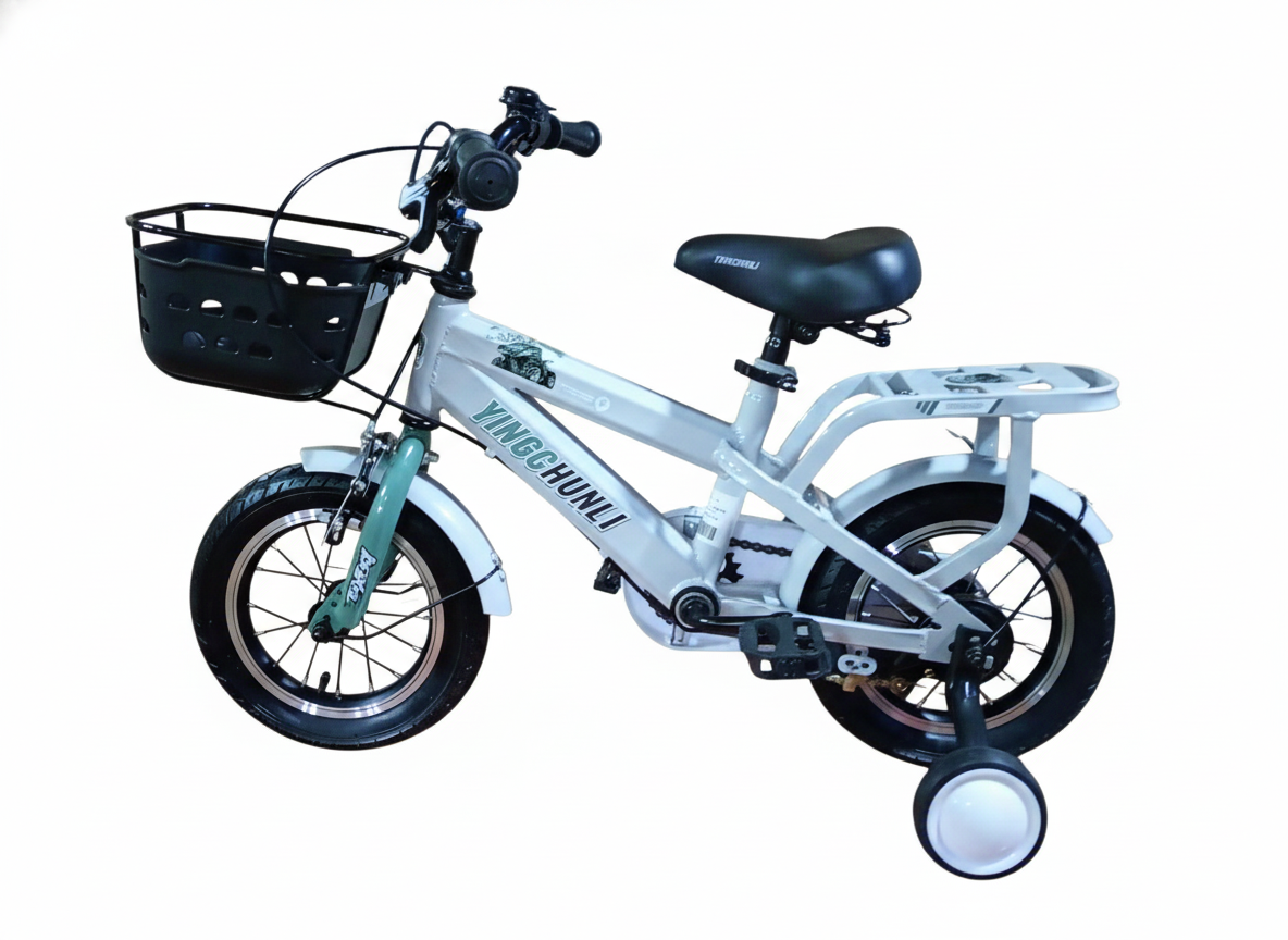 Bicicletă copii 12 inci alb-verde