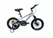 Bicicletă copii 16 inch gri metalizat cu frână pe disc și amortizor față