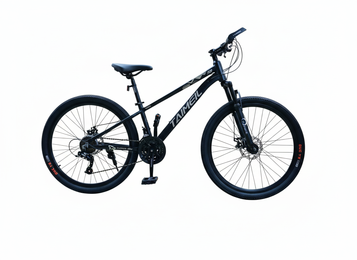 Bicicletă MTB Taimeil 26 inch cu frâne pe disc, suspensie față și 21 viteze negru mat