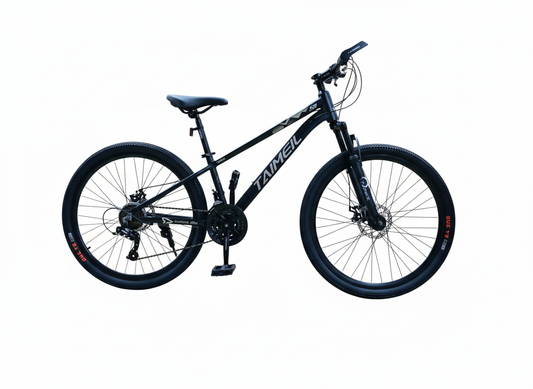 Bicicletă MTB Taimeil 26 inch cu frâne pe disc, suspensie față și 21 viteze negru mat
