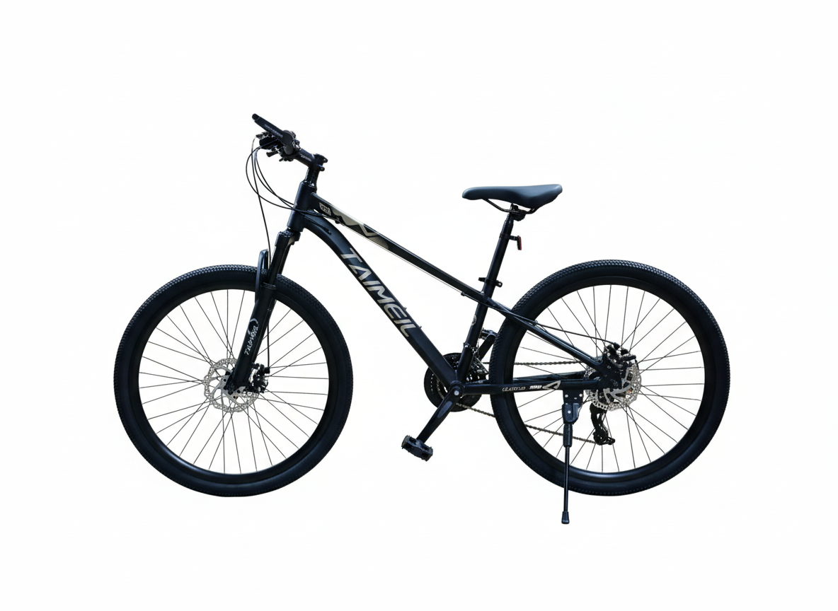 Bicicletă MTB Taimeil 26 inch cu frâne pe disc, suspensie față și 21 viteze negru mat