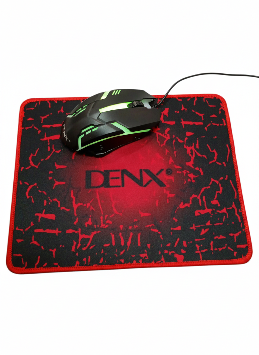 Set Gaming 4‑în‑1 DENX – Tastatură + Mouse + Căști + Mousepad, iluminare RGB