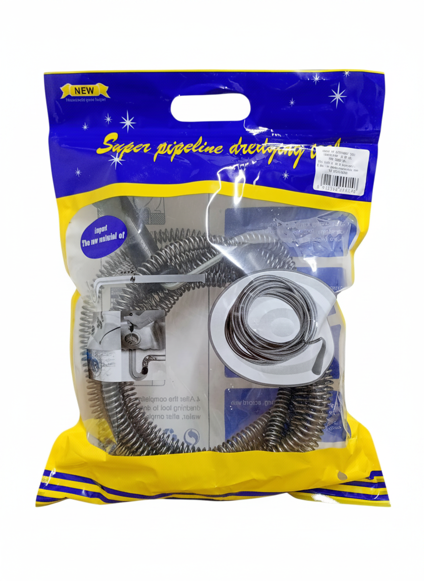 Șarpe desfundat țevi gros, Ø12 mm, oțel arcuit, 2 mânere – 5 m